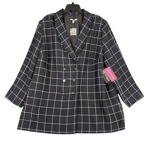 Jessica London Jacket Womens 28 Black Double Breasted Business Formal Career